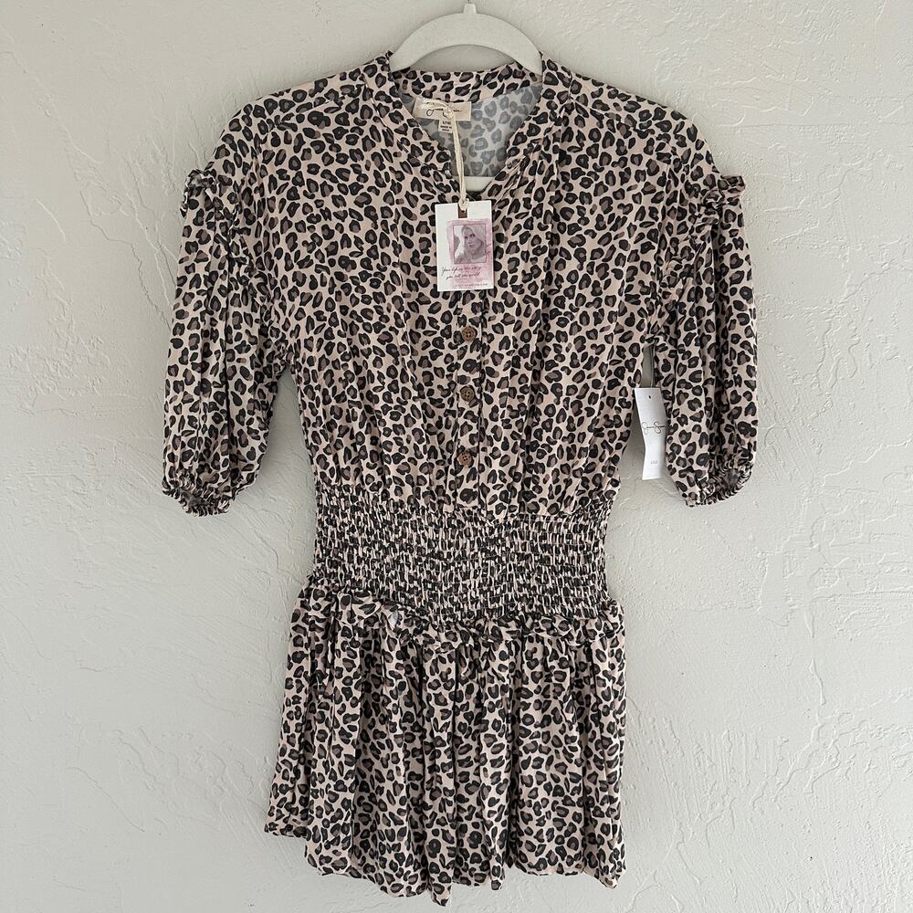 JESSICA SIMPSON | Girls Leopard Print Smock Mini Dress NEW Size Large 10 Safari